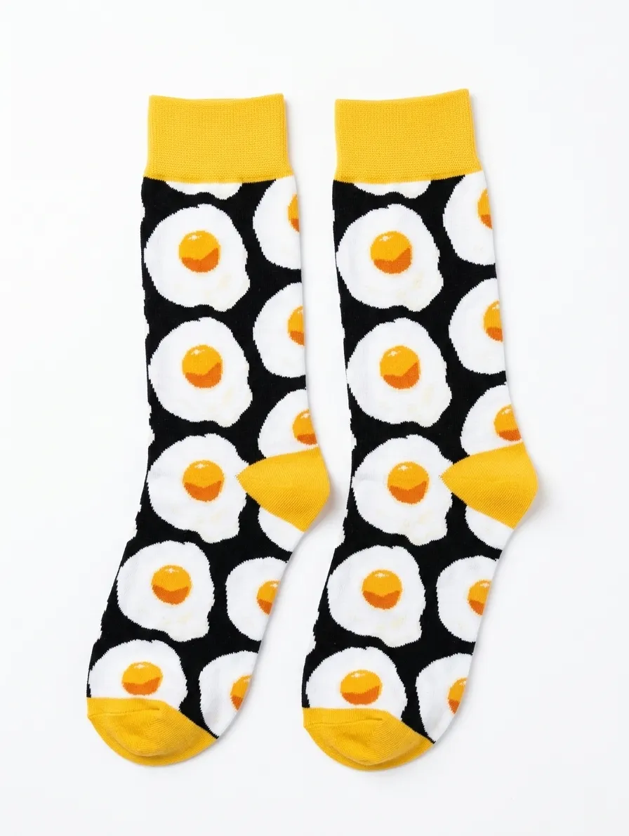Medias estampadas con huevos fritos